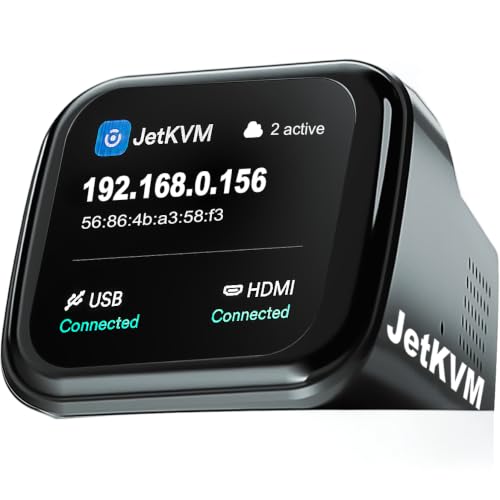 YOTABOX JetKVM   Conmutador KVM IP de código abierto jetkvm, control remoto para computadora lP/MAC/HDMl/USB, pantalla táctil USB C (alimentación/teclado/ratón) Mac/Windows/Linux, conmutadores KVM