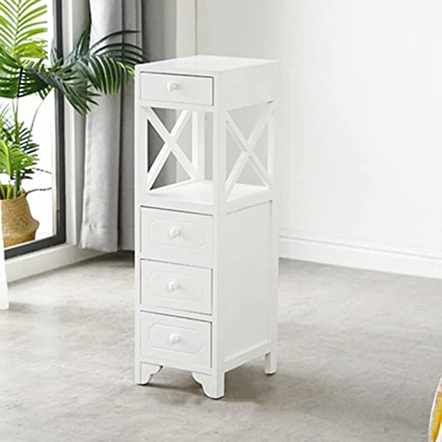 SDVantage Mesita de noche blanca con costuras ultra estrechas de madera maciza con cajones de almacenamiento 3/4 y estante abierto 20/25 cm, mini mesita de noche (blanco, 25 x 30 x 83,5 cm)
