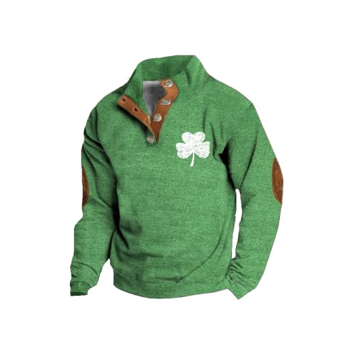 Men's St. Patrick's Day Printed Button Sweatshirt Shamrock Sweatshirt Funny Shirts