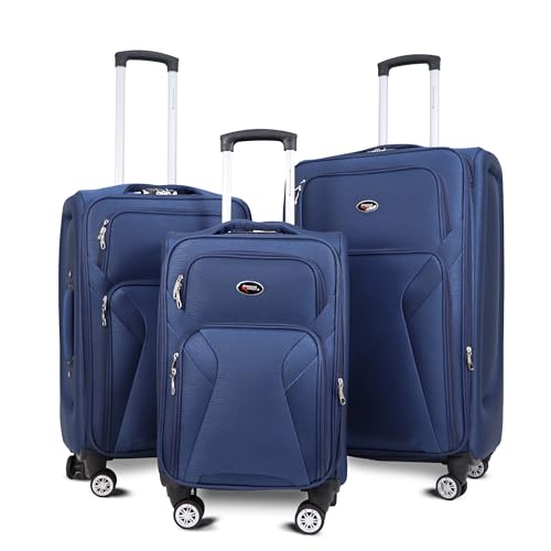 Image of Bite 3-Piece Softside Trolley Luggage Set | Front Pockets | 360 Spinner Wheels, Telescopic Handle, Front Pockets, Twill Fabric, Travel Bag, 5 Years Warranty