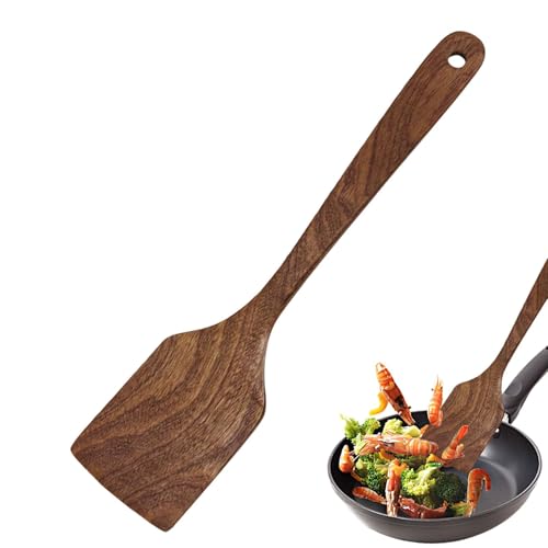 Espátula de cocina - Rascador de madera, cuchara de espátula, versátil herramienta de cocina para mezclar, raspar y voltear huevos 12,99 x 2,95 pulgadas