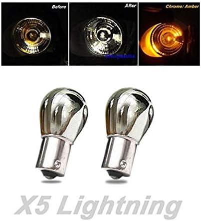 GP Thunder 1156 7506 Amber Silver Chrome bulbs (1156 Straight Pin) Compatible Front Rear Turn Signal Brake light, Parking Light, Running lights GP-1156-CA