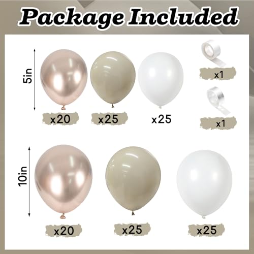 Image of Neutral Balloon Arch Kit 142Pcs Cream White Champagne Gold Balloons Garland Kit Boho Beige Sand White Gold Nude Birthday Party Balloons for Women Baby Bridal Shower Wedding Anniversary Decorations