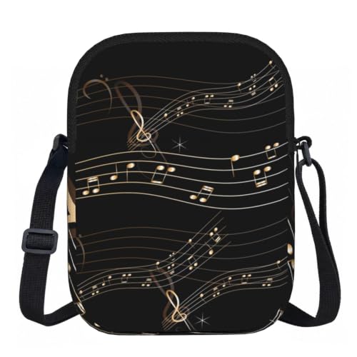 DOPKLNA Partitura musical en negro, Bolsos cruzados con cremallera, bolsos de hombro informales para mujeres y hombres.
