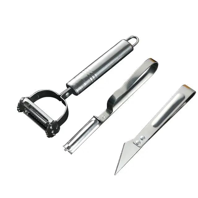 Image of 9 PCS Vegetable & Fruit Peeller with Meat Cutter and Hand Peeler 3 in 1 Multifunctional Durable Razor Sharp Cutter Slicer Vegetable Julienne Shedder Peeler for Kitchen (B)