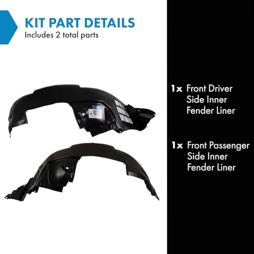 Image of TRQ Front Inner Fender Liner Set Compatible with 2010-2011 Kia Soul KI1248114 KI1249114