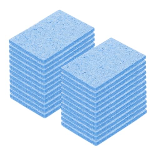 Image of MECCANIXITY 25PCS Soldering Sponge 50 x 35mm Rectangle Blue Cleaning Pad Welding Tip Iron Replacement for Cleaning Soldering Iron 3mm Natural Thickness 14mm Water Absorption Thickness