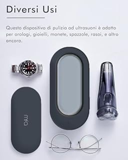 mfa® | Dispositivo per la Pulizia a Ultrasuoni per Occhiali, Braccialetti, Gioielli in Argento (Bagno D'argento) e Strumenti | Pulitore a Ultrasuoni | Sterilizzazione | Ultrasonic cleaner