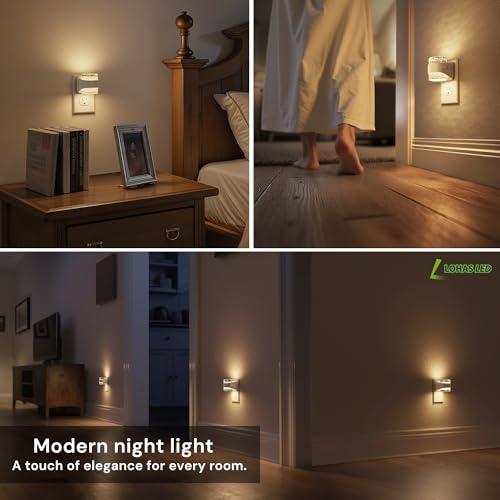 Image of L LOHAS LED Night Light, 3000K Bubble Night Lights Plug into Wall, 2 Pack Acrylic Night Lights with Light Sensor, Adjustable Brightness,Soft White Plug in Nightlights for Rooms Bathroom Hallway