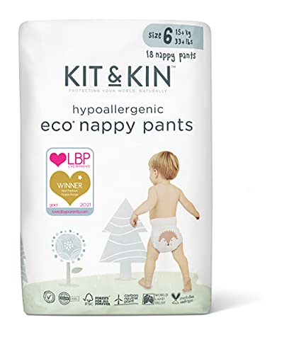 Kit & Kin Eco - Pantalones de pañales (18 x 6 paquetes, 108 pañales)