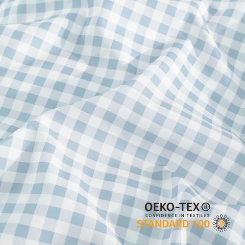 Image of Andency Gingham Duvet Cover Full Size, Blue Checkered Plaid Bedding Set, 3 Pieces Soft Prewashed Polyester Comforter Cover with Zipper Closure & Corner Ties