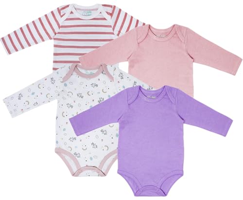 BABY HUG - Paquete de 4 De Bodys Manga Larga Multicolor Estampado Bebé-Niña