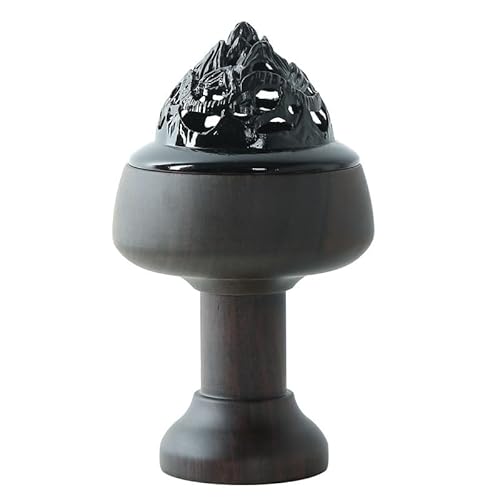 Cascata del fumo della fontana di incenso Bruciatore di incenso creativo a piede alto piastra retrò in rame legno sandalo for interni domestici Bruciatore di Incenso a Cascata