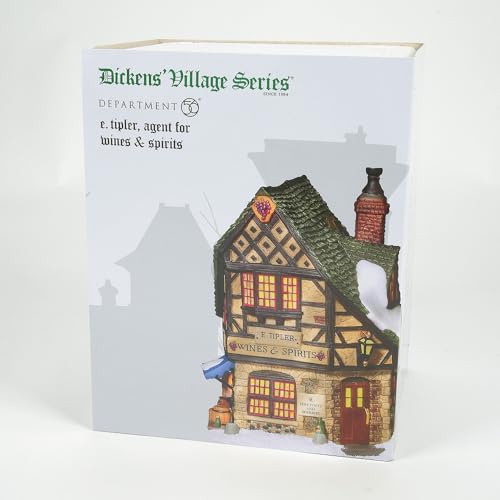 Department 56 Dickens' Village E Tipler Agent Wine and Spirits Shop Lit Building, 6.89 Inch, Multicolor