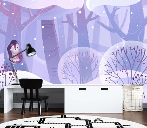 Papier peint hibou en hiver pose facile sans table mur net - 5