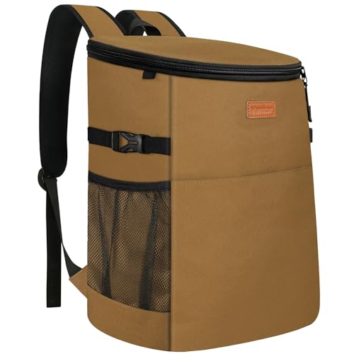 Khaki Brown 30-Can Cooler Backpack