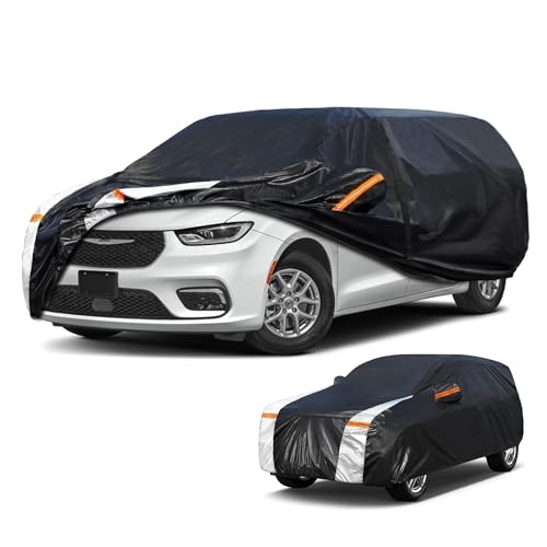 Image of Minivan Car Cover for Chrysler Pacifica 100% Waterproof All Weather, Heavy Duty Outdoor Full Exterior Covers Rain Sun Wind UV Protection.