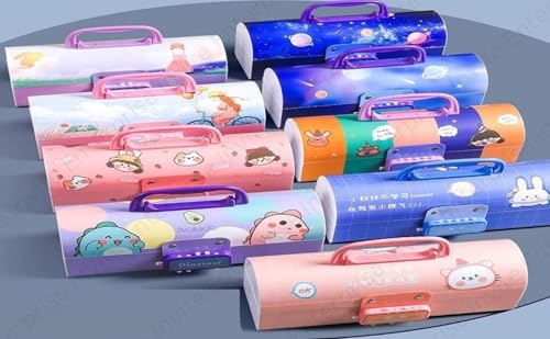 Image of Invite Kids Pen & Pencil Box - Suitcase Style Password Lock Pencil Case | Multi-Layer Stationery Organizer for Boys & Girls | Return Gift Item for Kids (School Supplies) (UPB - Unicorn Pink)
