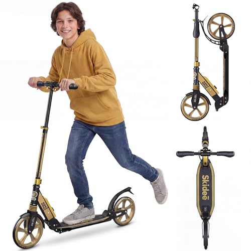 Skidee Kick Scooter for Kids Ages 6+ - Adjustable Handlebar Up to 41' High, Large Wheels,...