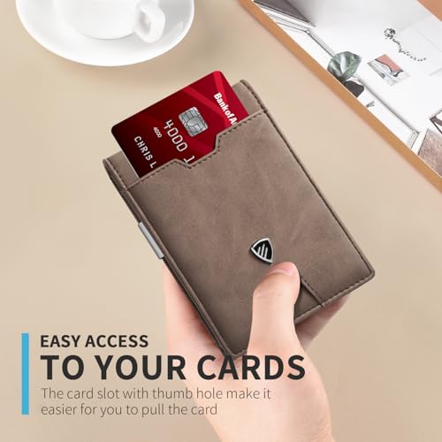 Image of RUNBOX Mens Slim Wallet with Money Clip RFID Blocking Bifold Credit Card Holder for Men with Gift Box