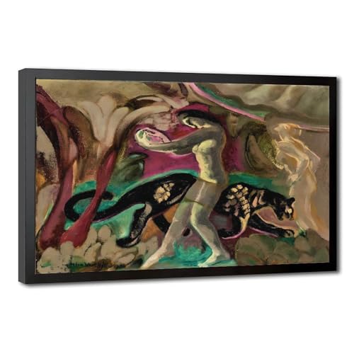 Impression sur toile léopard noir par Helen West Heller | Décoration de salon 20x30 cm