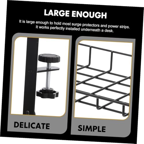 VILLCASE Bandeja organizadora de cables para escritorio, sin taladro, negra, 500mm, para orden de cables y cordones en oficina miniatura 7