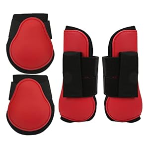 Trainingslaarzen voor paarden, peesbeschermers voor paarden Duurzaam， Paardenlaarzen voor de achterbenen Goed dempingseffect voor training van paarden Springen(Set van rood, 305x145mm/12.01×5.71in)