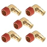 HASAOMOI 5PCS DOT Approved Quick Push to Connect Fittings, Brass 90 Degree Union Elbow 1/4