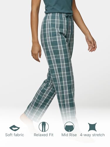 Image of Enamor Mid Rise Full Length Adjustable Drawstring Hangout Pant for Women - Relaxed Fit, Combed Cotton - E4A5
