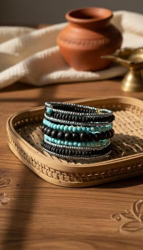 Image of DCA Wood /Glass Multicolor Women Bangle /Bracelet