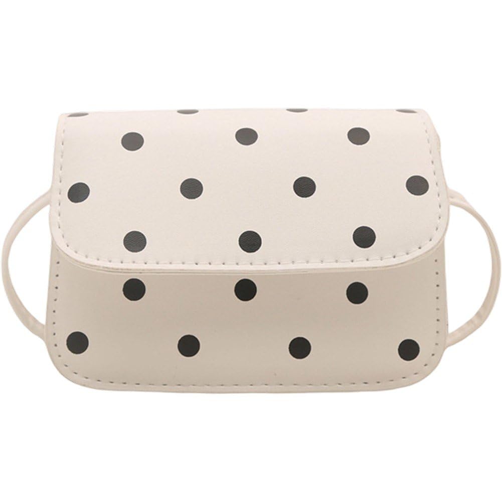 Sslvya Pu Leather Crossbody Bag Stylish Polka Dot Print Shoulder Bag Lightweight Purse Small Handbags for Women