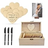 68 PCS Wedding Guest Book Alternative, Extra Large Wooden Hearts, Ash Wood Guest Book Alternative,...