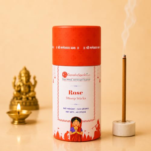 Image of GaneshaSpeaks Bambooless Dhoop Sticks with Rose Fragrance | 40 Pieces | Handcrafted by Skilled ADhoop Sticksrtisans | Eco-Friendly | Pure Aroma | Free Ceramic Stand