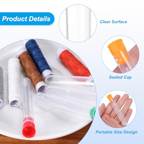 Image of PATIKIL 3 inch Length Plastic Sewing Needle Storage Holder, 6 Pcs Portable Matte Embroidery Needle Pin Toothpick Storage Tubes Case for Craft Knitting, Orange