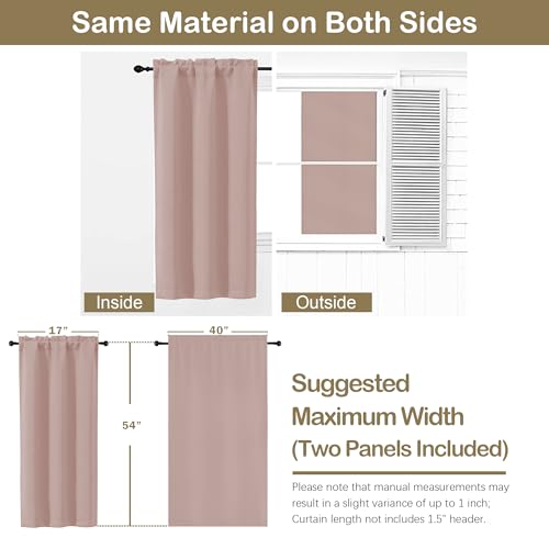 Image of Blush Pink Blackout Curtains for Bedroom 54 Inches Long 2 Panels, Thermal Insulated Room Darkening Curtains for Living Room, Dual Rod Pocket Blackout Drapes, 2x40Wx54L Inches