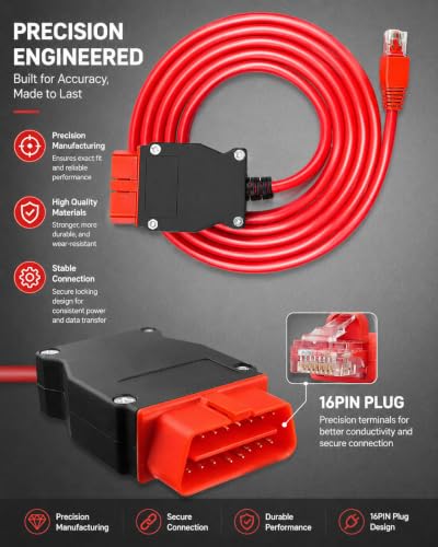 Image of OCHIKI 7 Ft VOE OBD to Ethernet Adapter Fit for Volvo Vehicles Based on SPA CMA Platform 2016+ Replace 9513108 9513062, OBD Cable Compatible with VIDA PC Software or Third-Party Software (Pack of 2)