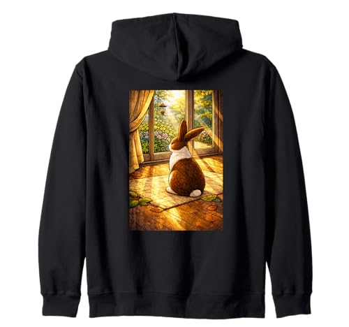 Dutchie Bunny Sentado adentro Mientras mira afuera Sudadera con Capucha