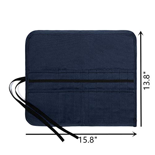 Image of Denifiter Artist Paint Brushes Organize Pouch, 16 OZ Waxed Cotton Canvas Pencil Case (Blue)