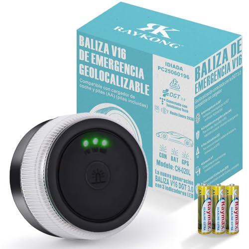 Raykong Baliza V16 Geolocalización Dgt 3.0 2 Generacion Con Indicadores Led Luz Emergencia Coche - Moto Homologado Por Dgt Sim Y Datos Pagados Hasta 2038 Raykong Baliza V16 Geolocalización Dgt 3.0 2 Generacion Con Indicadores Led Luz Emergencia Coche - Moto Homologado Por Dgt Sim Y Datos Pagados Hasta 2038