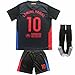 CEKFAX 2024/2025 Barca Away #10 Lamine Yamal Football Soccer Kids Jersey Shorts Socks Set Youth Sizes (Black,28)