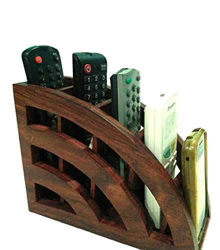 Image of BAMBBLE Wooden Remote Control Storage Holder Stand Organizer Rack