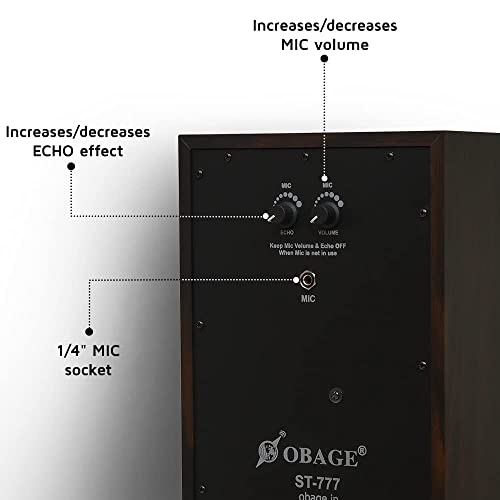 Image of Obage ST-777 100 Watts Single Tower Home Theatre System Tri-Amped with Karaoke, Bluetooth 5.0, Optical in, FM, USB, AUX