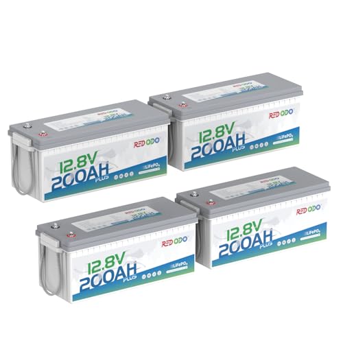 Image of Redodo 4-Pack 12V 200Ah LiFePO4 Battery, 200A BMS, for RV, Marine, Solar