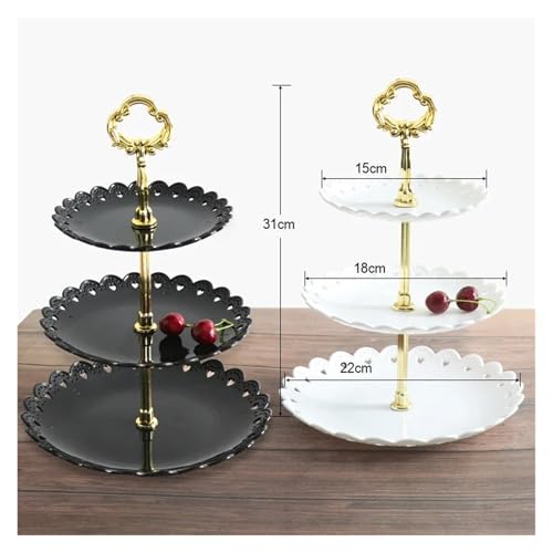 Bandejas para Comida,Soporte de Tres Niveles Servir postres,Frutas,Bodas,Fiestas,Eventos,exhibición Elegante Pasteles,bocadillos y golosinas.