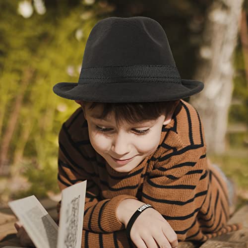 Kids-Boys Classic Panama-Fedora-Hat Trilby Manhattan-Structured Jazz Wool Cap 3-6Yrs Black #TOP3