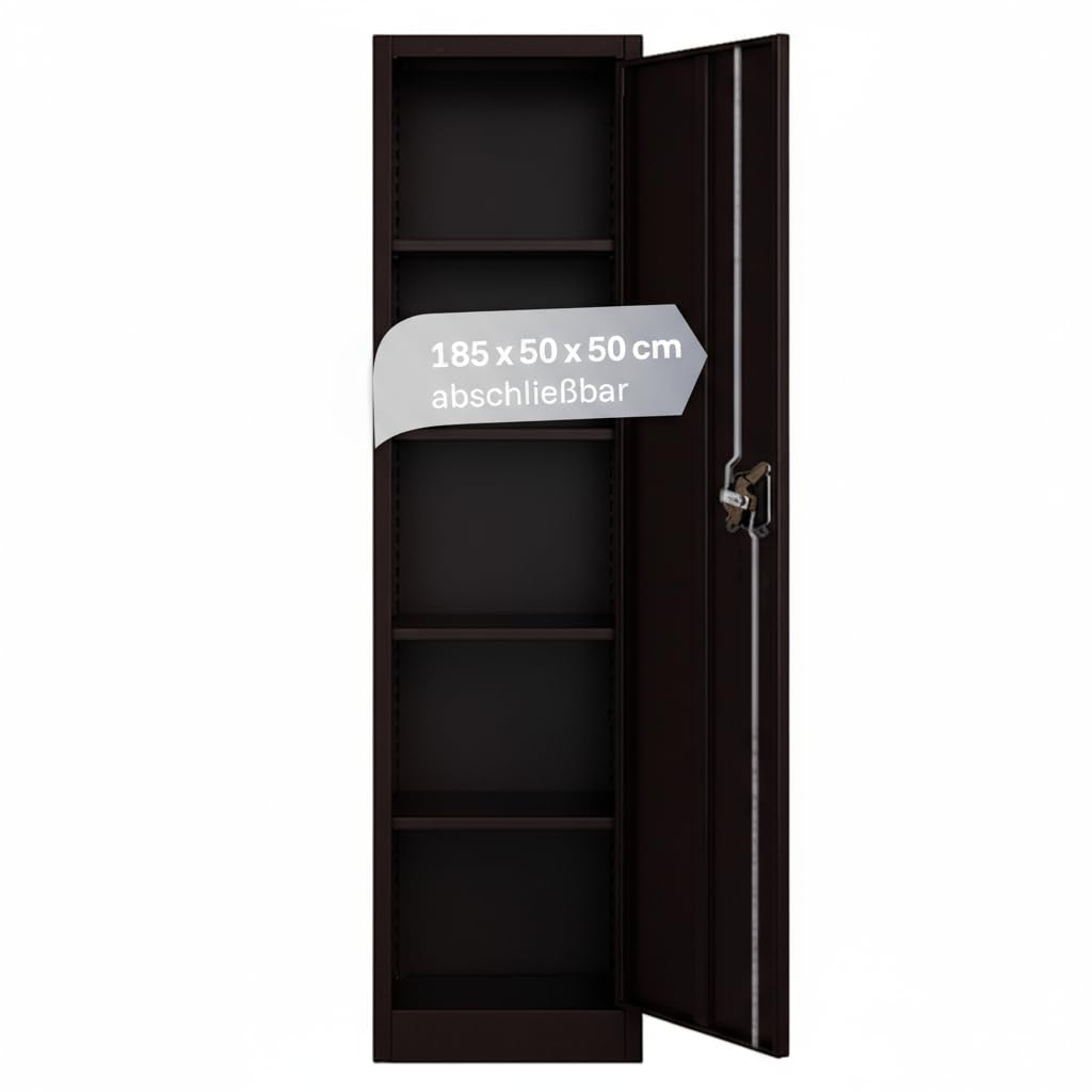 LagerZwei Mehrzweckschrank 185x50x50cm I Metallschrank, 4 Fachböden I Aktenschrank abschließbar I Robuster Allzweckschrank als Spind, Werkstattschrank & Kellerschrank I Stahlschrank anthrazit