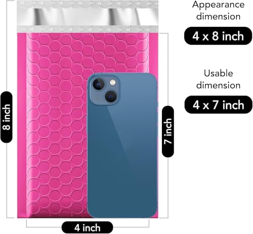Image of Fuxury Bubble Mailers 4x8 inch Pink Padded Envelopes 19200 Pack Bulk Strong Adhesion Full Pallet of Padded Mailers Thick Bubble Envelopes for Small Business Mailing Small Items,Jewelry,Makeup