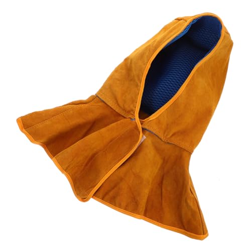 GETAJGHSD 溶接用フード 軽量 耐熱牛製ヘッドプロテクション帽子 可能なフックアンドループデザイン 男女兼用 お仕事やプロの溶接作業に