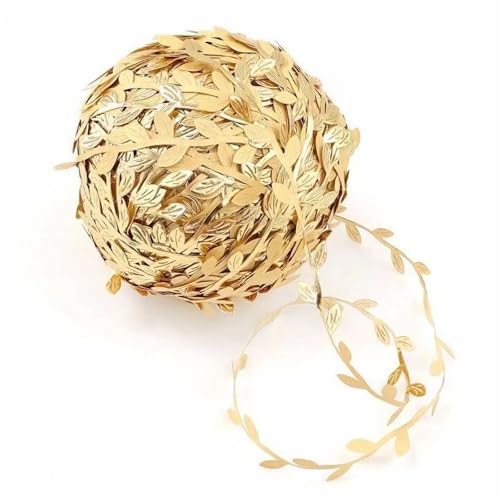 VTOS Cinta de hojas, 164 pies con hojas doradas, guirnalda artificial de vides doradas para manualidades, corona, envoltura de regalos, decoración de bodas y fiestas