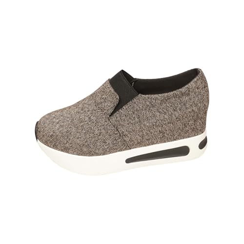 Zapatos planos para mujer mocasines deportivos mujer zapatillas tenis cómodo y zapatos caminando zapatillas de deporte running fitness cuñas trabajo casual, caqui, 35 EU